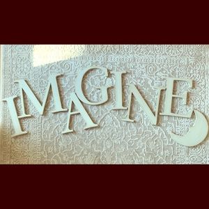 Distressed White IMAGINE Wall Art with Bonus Moon